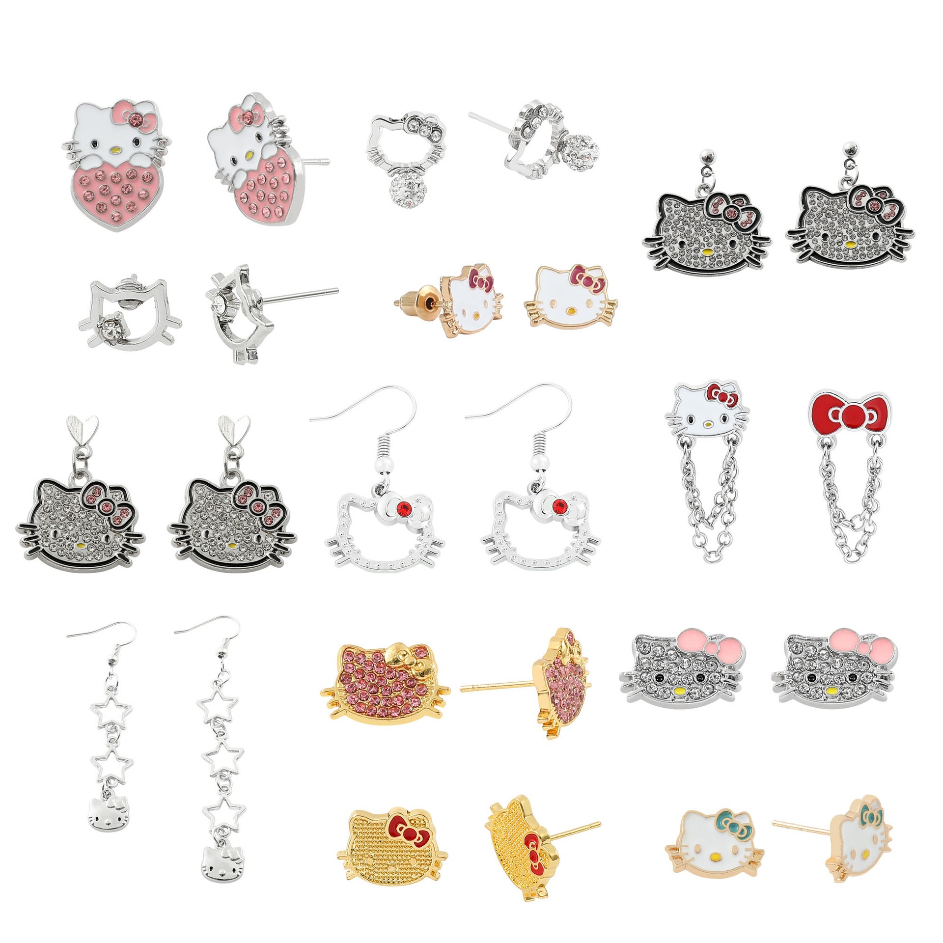 Серьги Sanrio Hello Kitty с бриллиантами оптом из Китая